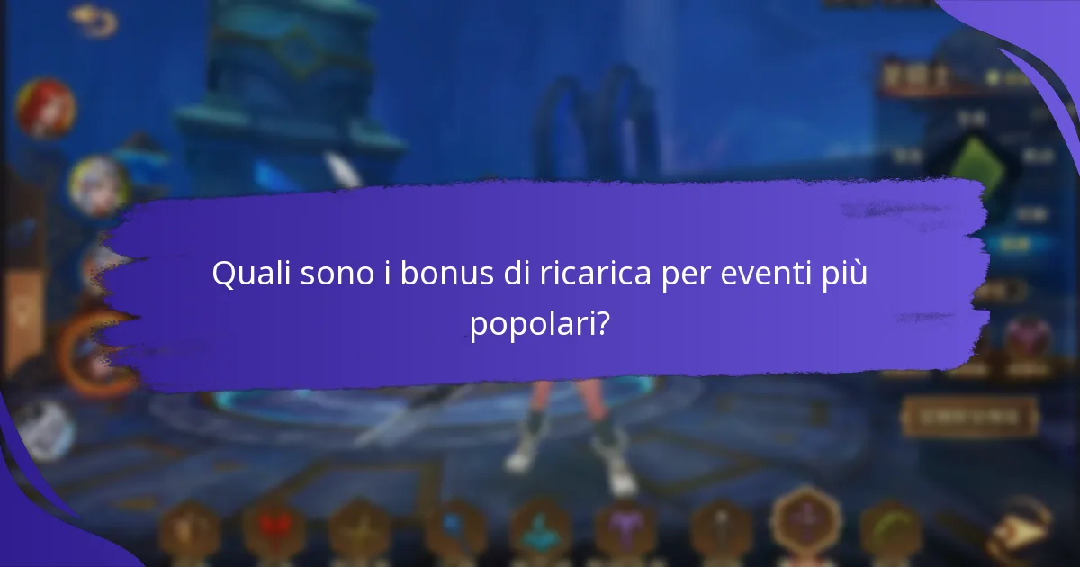 Quali sono i bonus di ricarica per eventi più popolari?