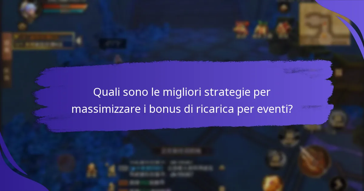 Quali sono le migliori strategie per massimizzare i bonus di ricarica per eventi?